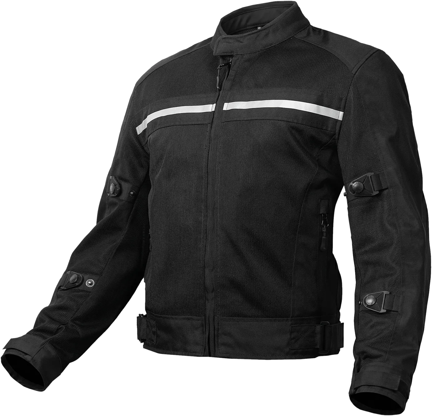 Black mesh riding jacket, ghost mannequin shot
